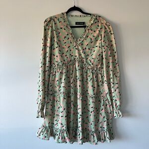 ✨NWOT Lofty Manner Mint & Pink Floral Ruffle Tiered Mini Dress - Size M